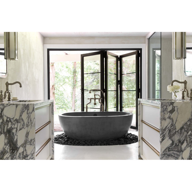 Native Trails Avalon NativeStone Freestanding Soaking Cement Bathtub